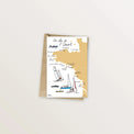 Carte postale « Les îles de l'Ouest » : carte illustrée de la côte atlantique et de ses voiliers