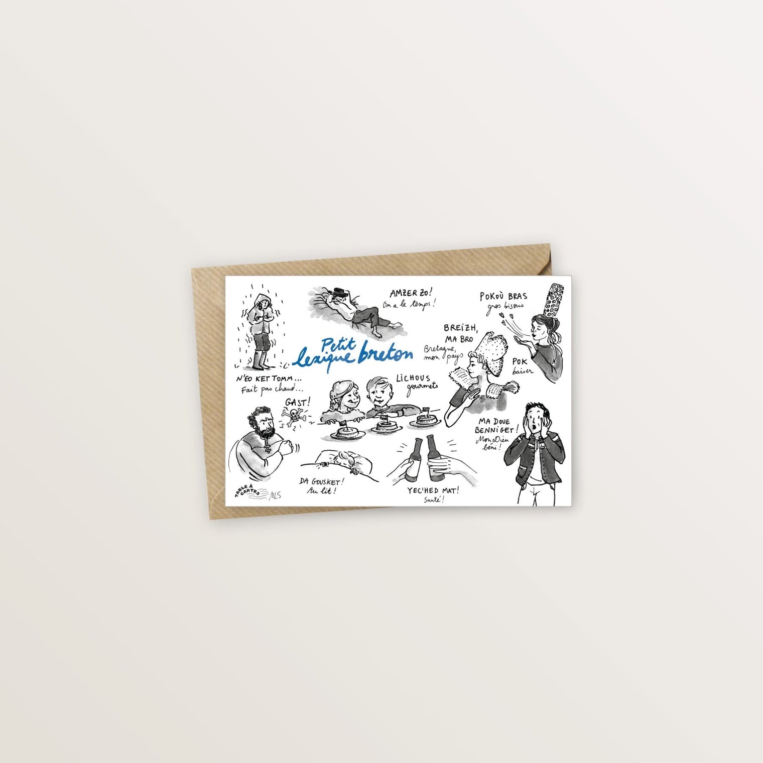 Carte postale lexique breton - Expressions - Table à cartes