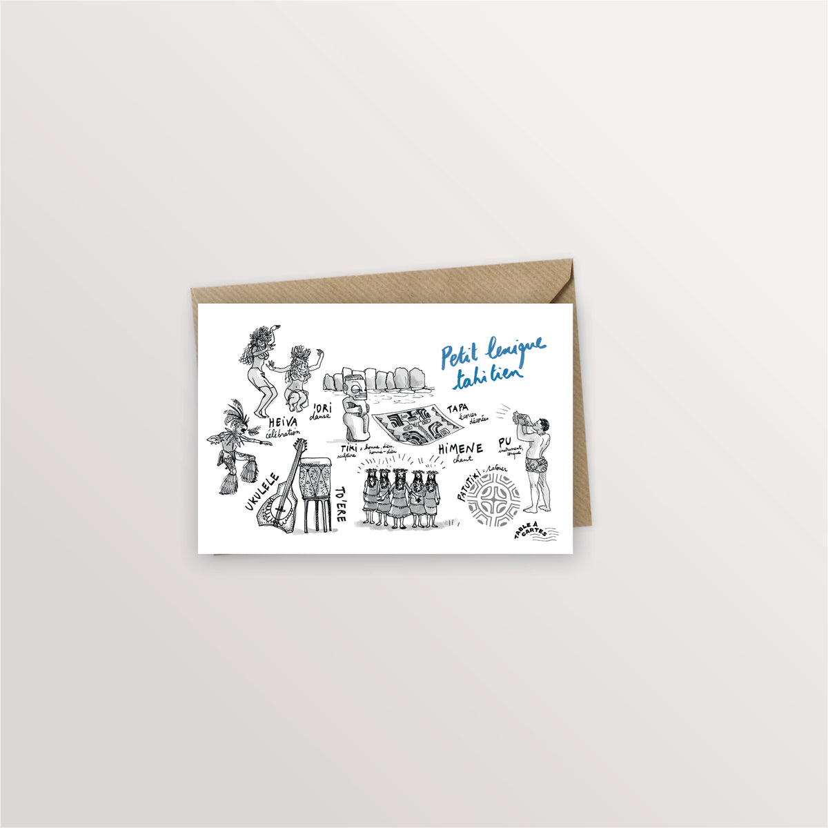 Carte postale lexique tahitien - Arts, Table à cartes