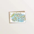 Carte postale Poissons chirurgiens : banc de poissons jaunes sur fond d'aquarelle bleue, avec enveloppe kraft