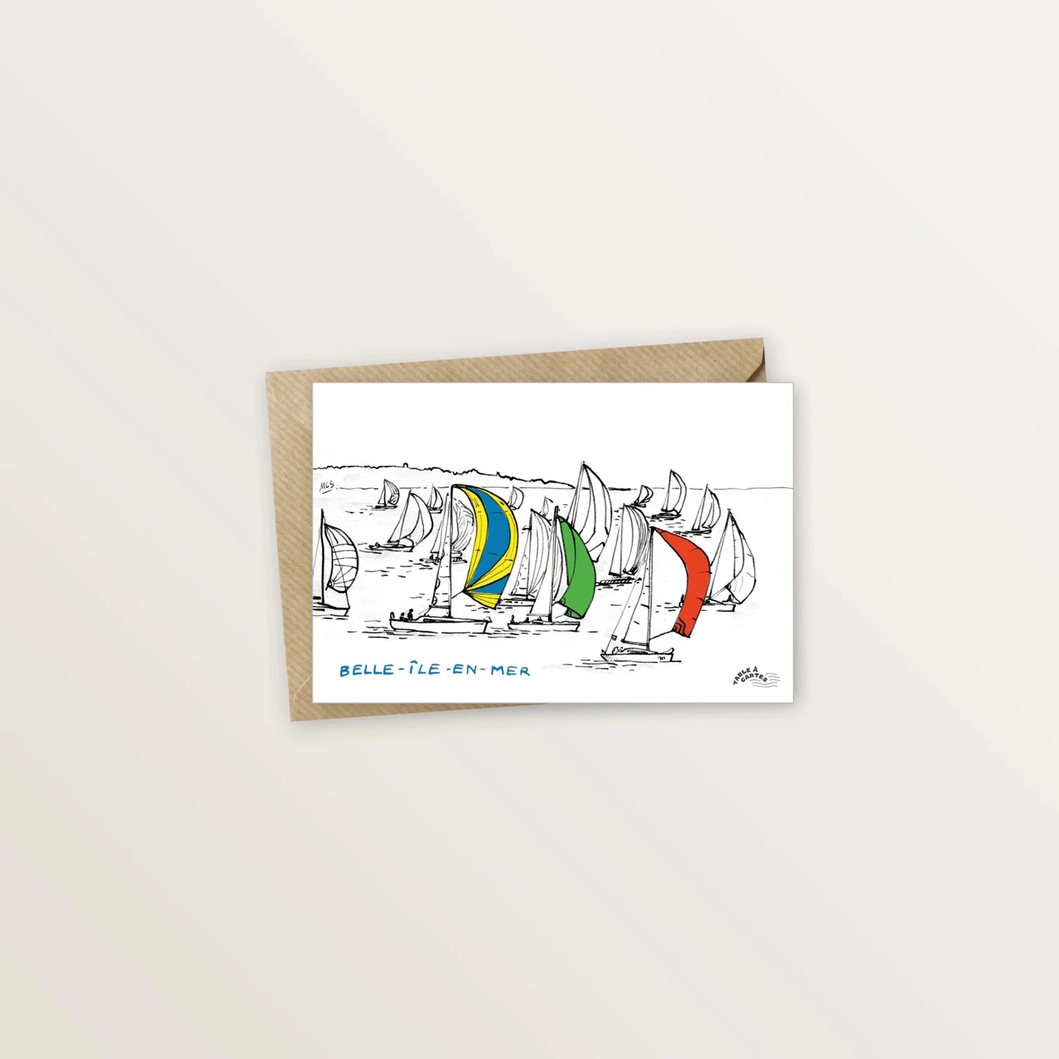 Carte postale- Voiliers sous spi - Table à cartes