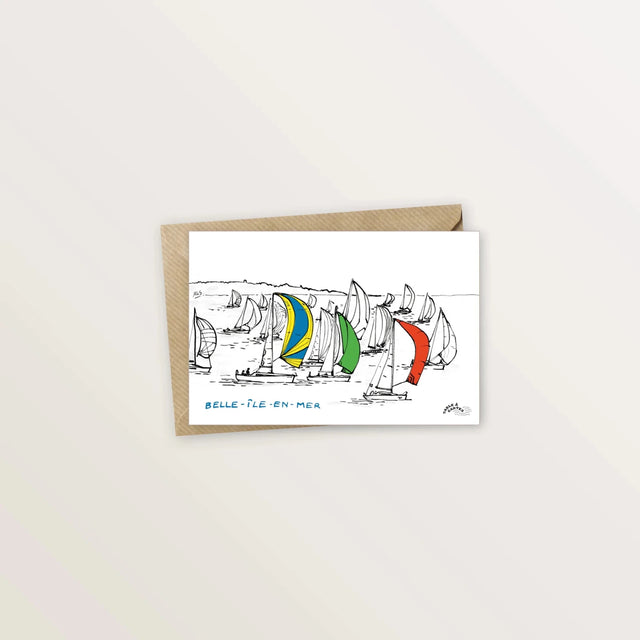 Carte postale- Voiliers sous spi - Table à cartes