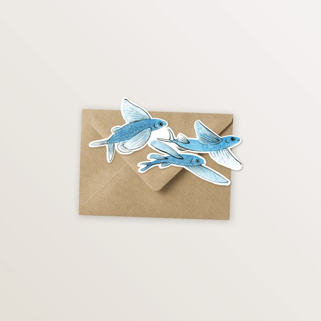 Carte silhouette - Poissons volants - Table à cartes