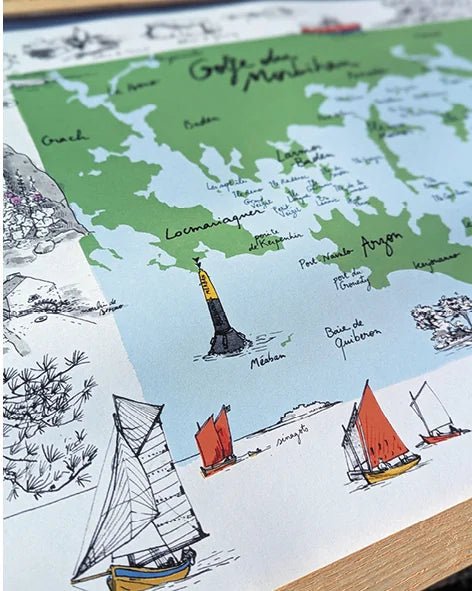 Golfe du Morbihan - Affiche 60 x 40 cm - Table à cartes