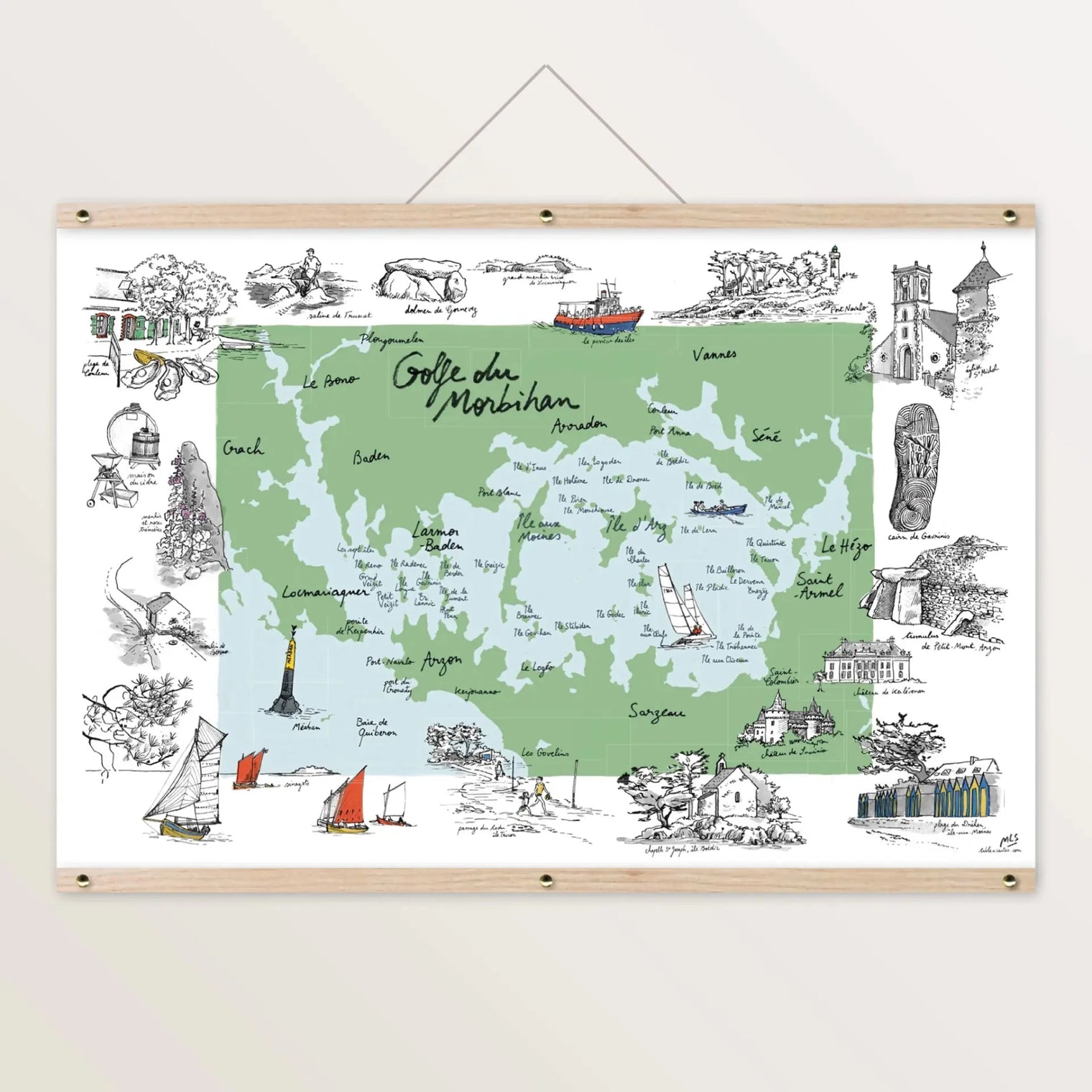 Golfe du Morbihan - Affiche 60 x 40 cm - Table à cartes