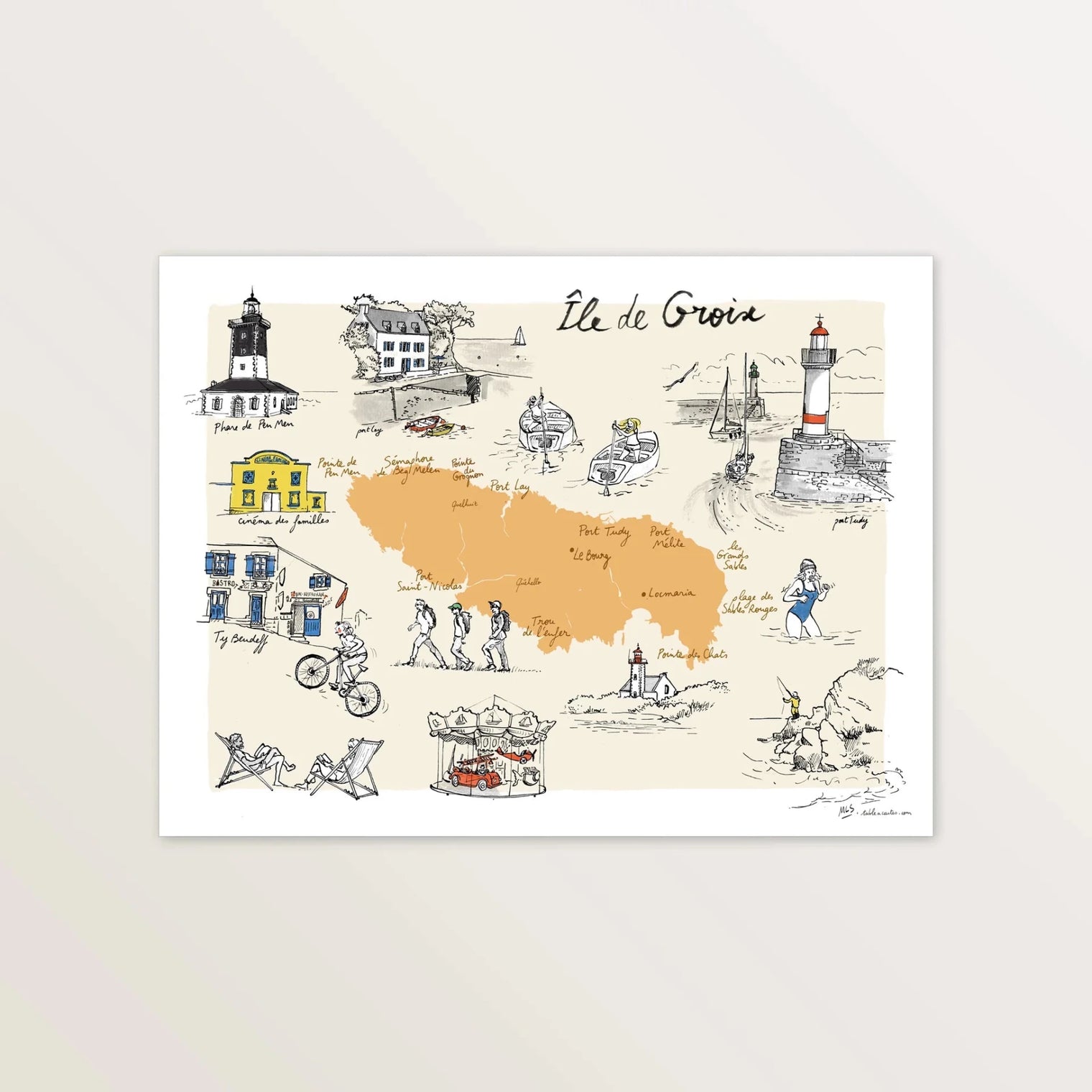 Ile de Groix - Affiche 40 x 30 cm - Table à cartes