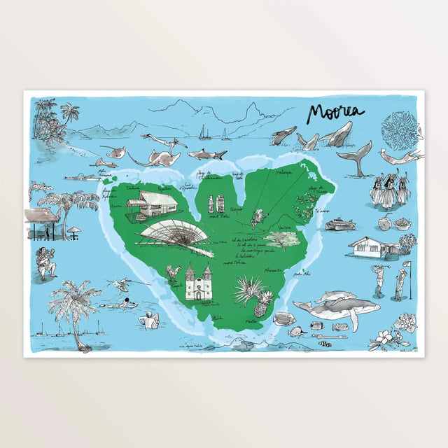 Ile de Moorea Affiche - 60 x 40 cm - Table à cartes