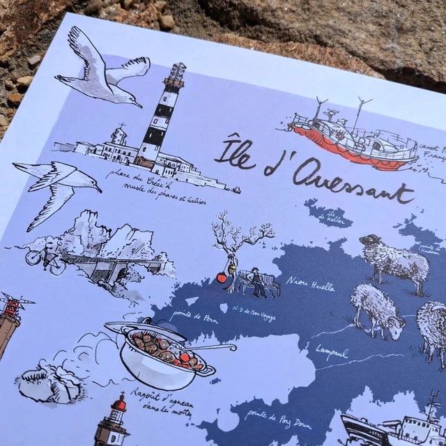 Ile de Ouessant - Affiche 40 x 30 cm - Table à cartes