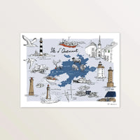 Ile de Ouessant - Affiche 40 x 30 cm - Table à cartes