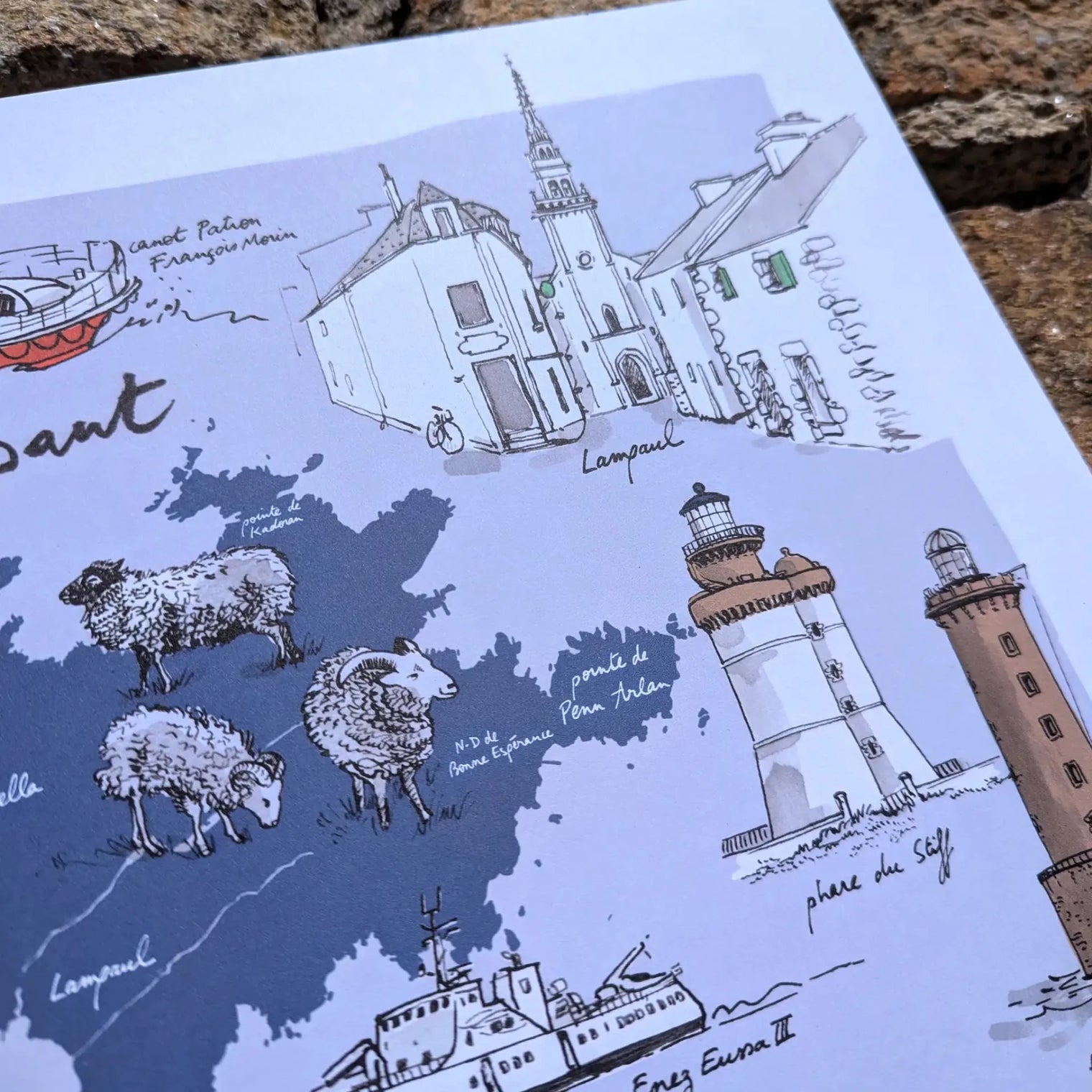 Ile de Ouessant - Affiche 40 x 30 cm - Table à cartes