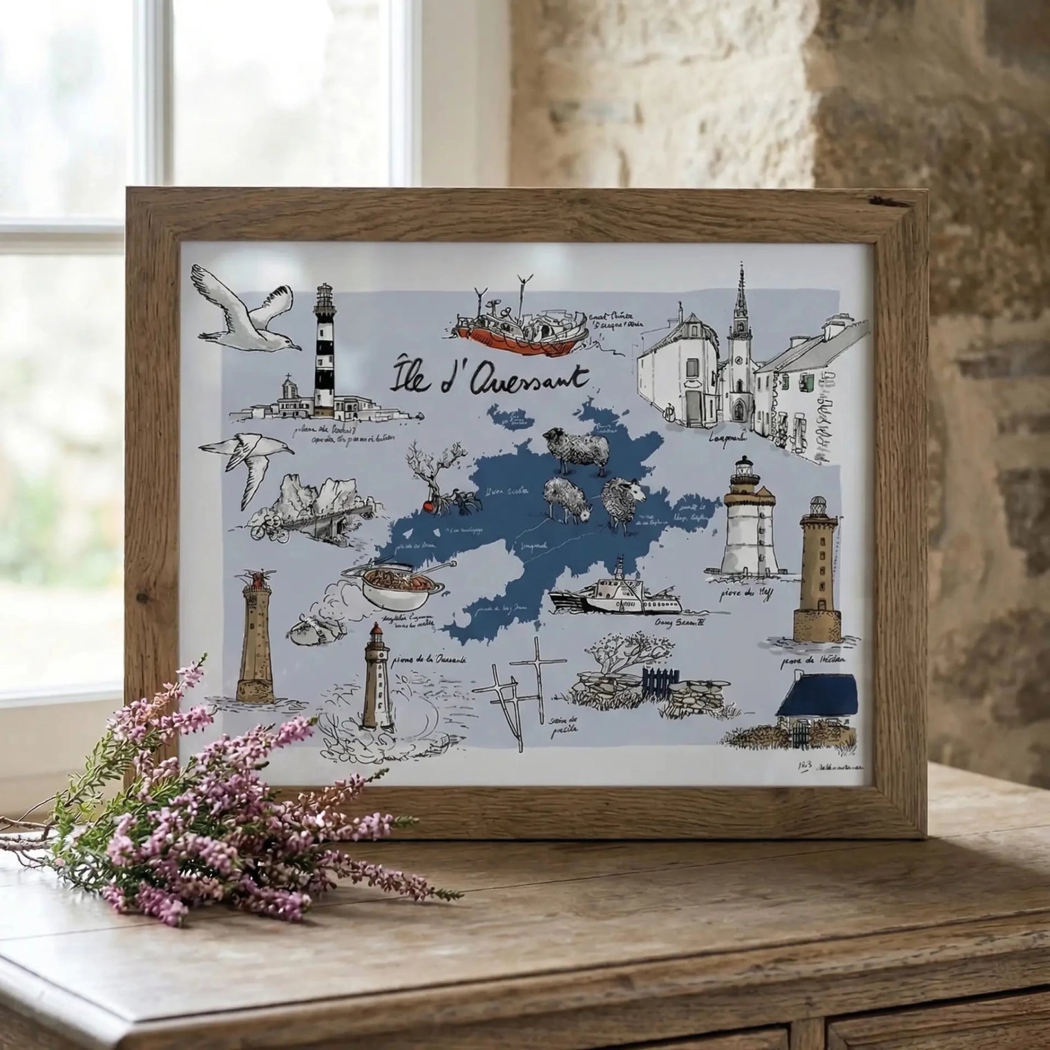 Ile de Ouessant - Affiche 40 x 30 cm - Table à cartes