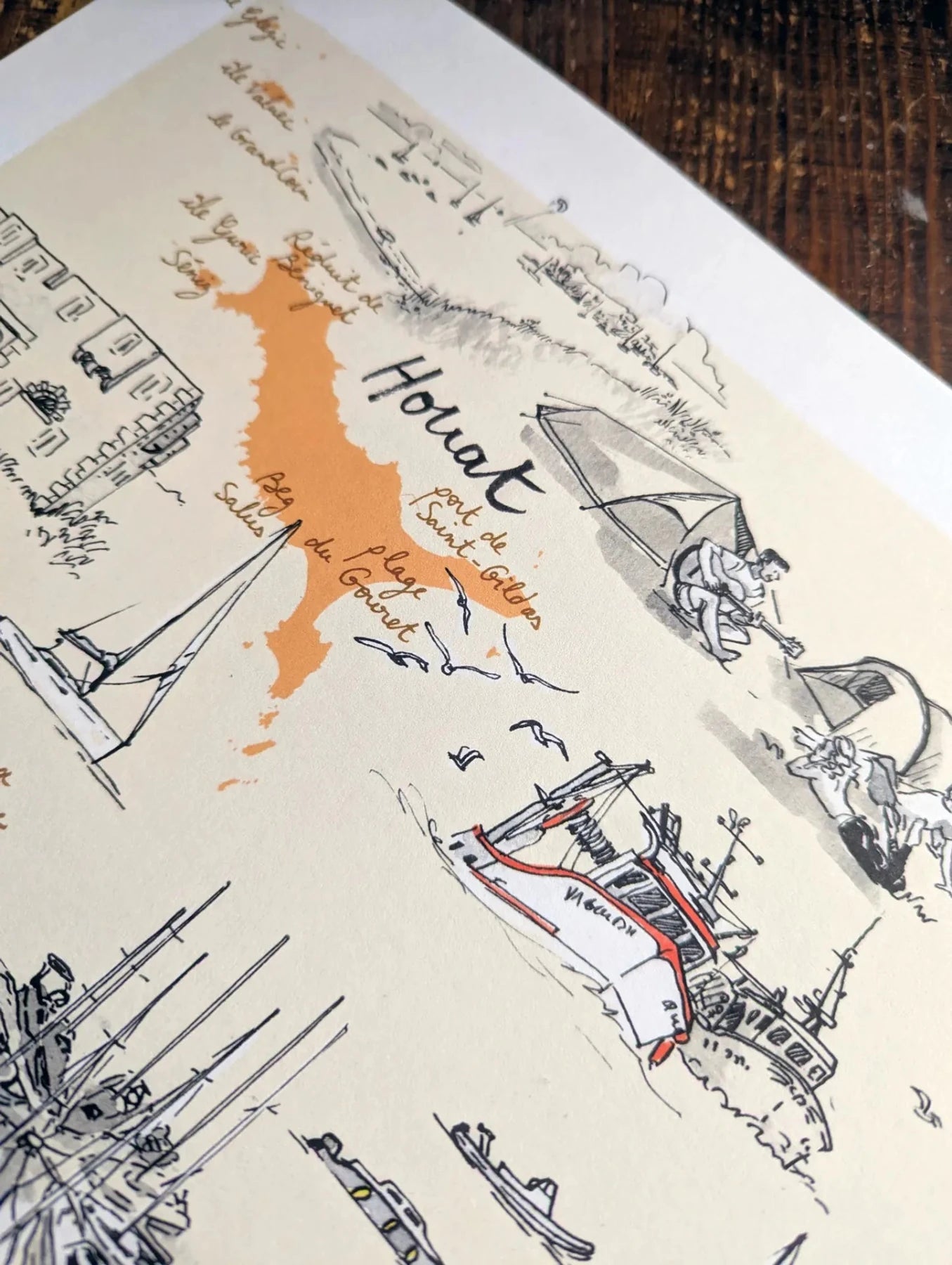 Iles de Houat et Hoedic - Affiche 40 x 30 cm - Table à cartes