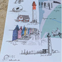 Détail de l'affiche Baie de Somme : phare du Hourdel, cabines de plage colorées et villas