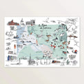 Affiche « La Baie de Somme » 60 x 40 cm : carte vert d'eau illustrée d'oiseaux, phares et villages de la baie