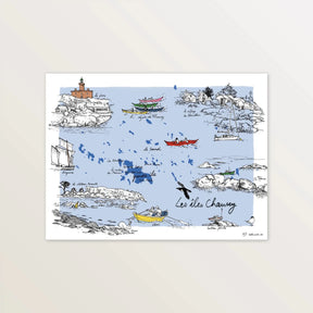 Les îles Chausey - Affiche 40 x 30 cm - Table à cartes