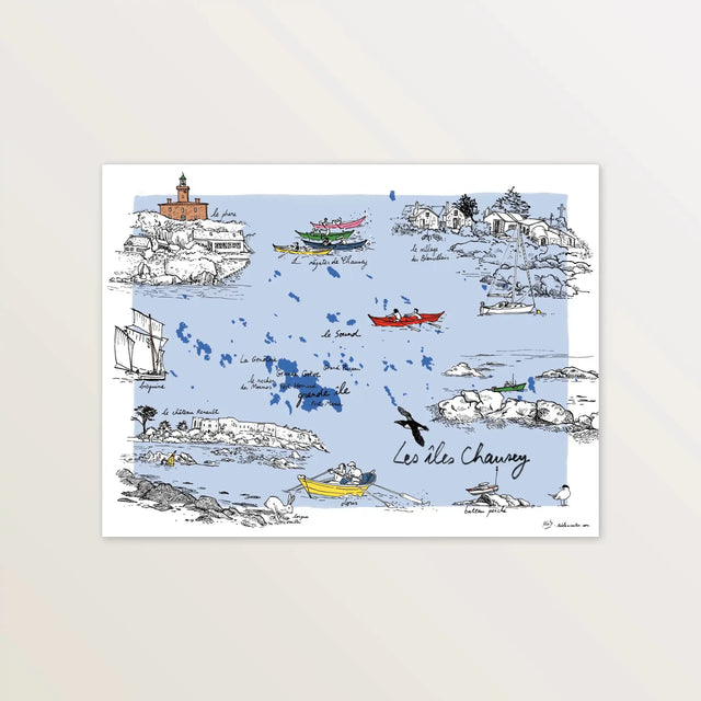 Les îles Chausey - Affiche 40 x 30 cm - Table à cartes