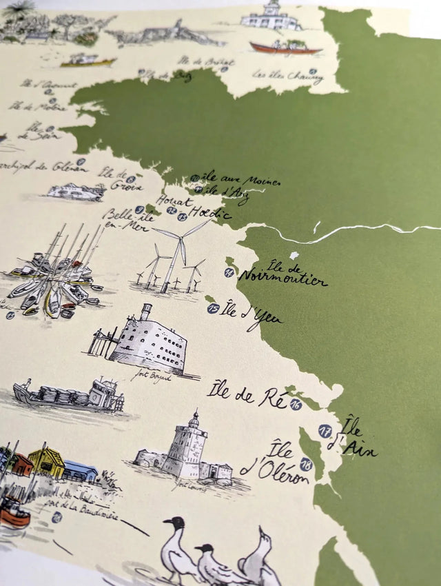 Les iles de l'Ouest - Affiche 60 x 40 cm - Table à cartes