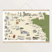 Les iles de l'Ouest - Affiche 60 x 40 cm - Table à cartes