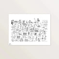 Affiche « Lexique tahitien » 40 x 30 cm : mots tahitiens illustrés à l'encre noire, « Ia Ora Na »