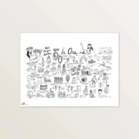 Affiche « Lexique tahitien » 40 x 30 cm : mots tahitiens illustrés à l'encre noire, « Ia Ora Na »