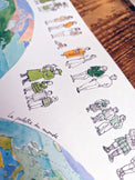 Détail de l'affiche Palette du monde : frise de personnages habillés selon les climats