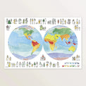Affiche « Palette du monde » 60 x 40 cm : deux hémisphères aquarellés entourés de personnages du monde entier