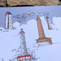 Détail de l'affiche Phares du Finistère : phares de Lanvaon et de l'île Vierge dessinés à l'encre