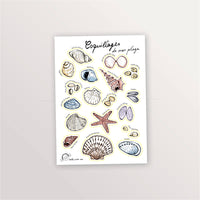 Planche de stickers Coquillages