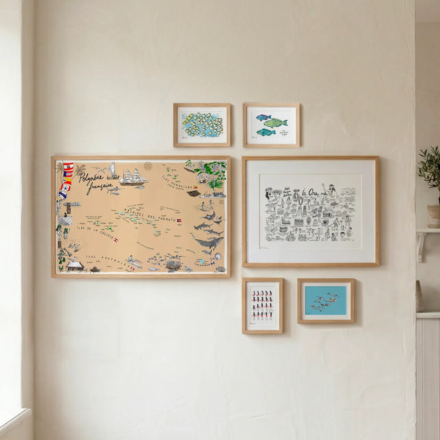 Polynesie francaise - Affiche 60 x 40 cm - Table à cartes