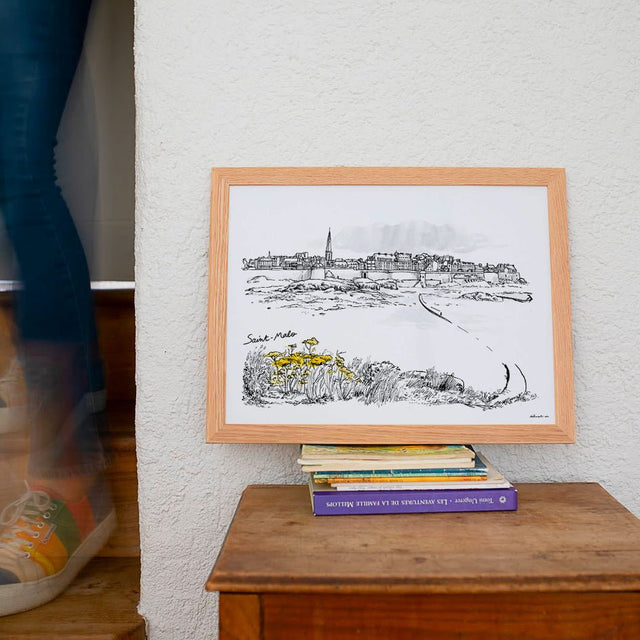 Saint-Malo, vue depuis le Grand Bé - Affiche 40 x 30 cm - Table à cartes
