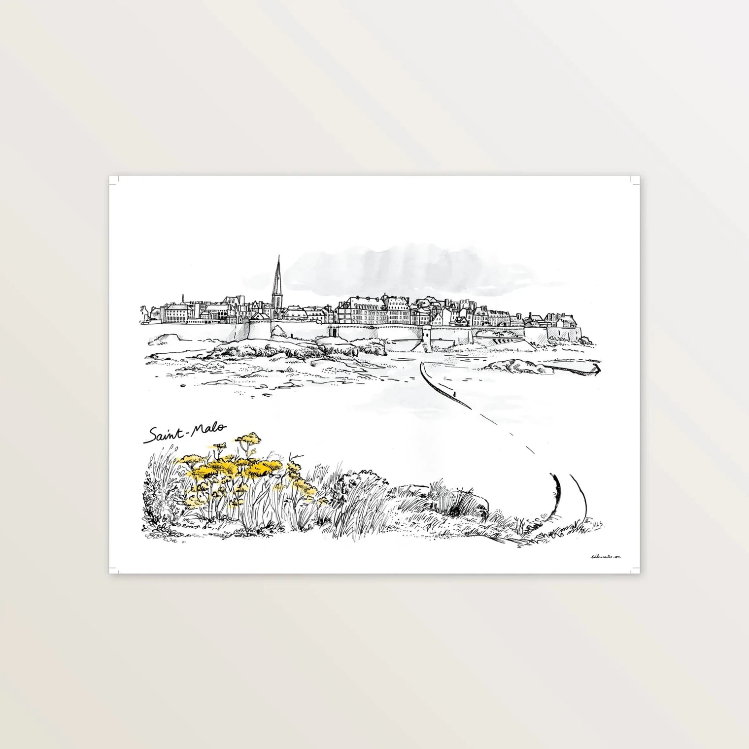 Saint-Malo, vue depuis le Grand Bé - Affiche 40 x 30 cm - Table à cartes