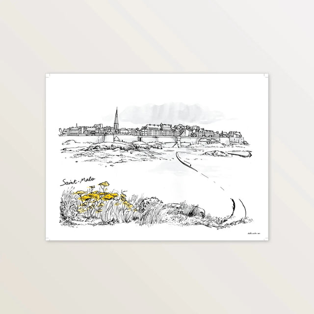 Saint-Malo, vue depuis le Grand Bé - Affiche 40 x 30 cm - Table à cartes