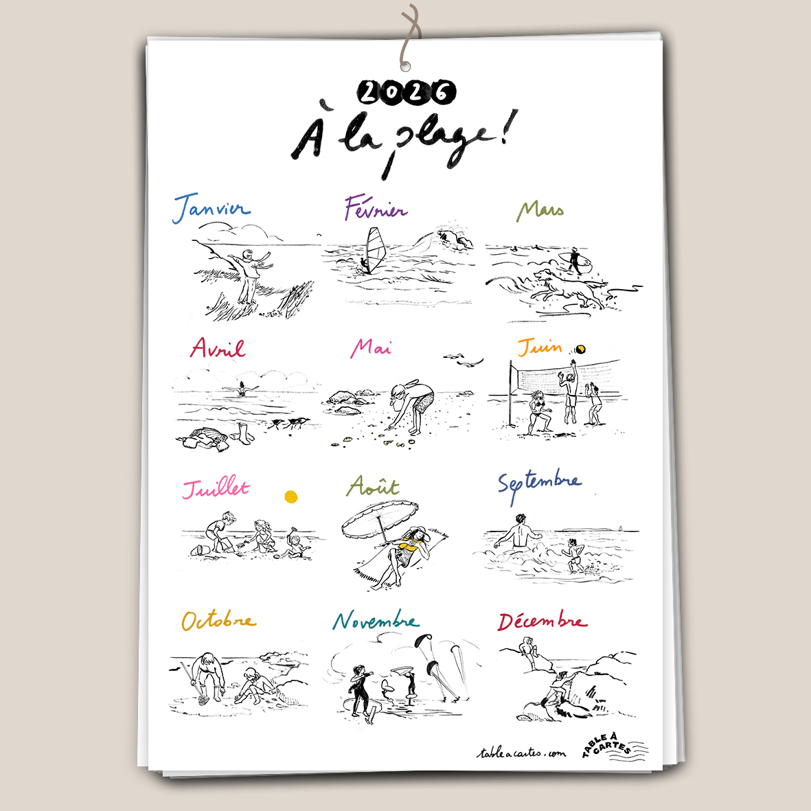 Calendrier-2026 Table à cartes