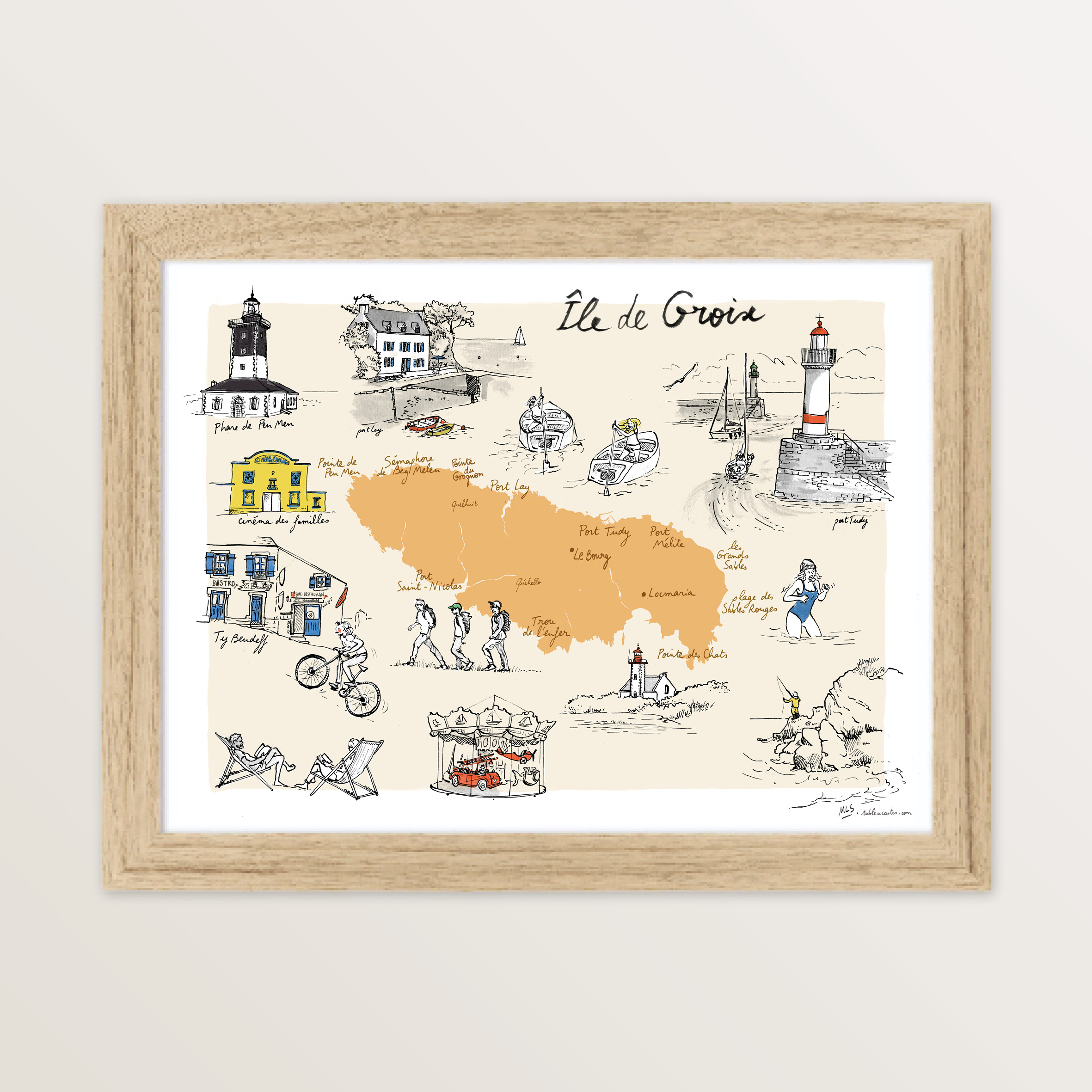 Carte illustré de Groix - Table à cartes