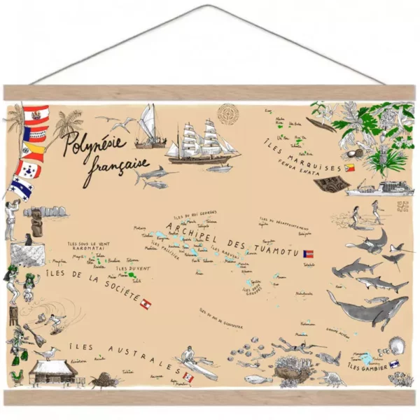 carte illustrée de la Polynésie francaise