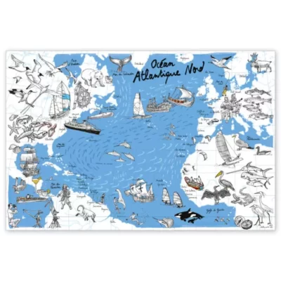 carte illustrée de l'atlantique nord