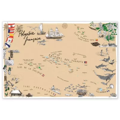 tour du monde en voilier en famille carte de la Polynésie française