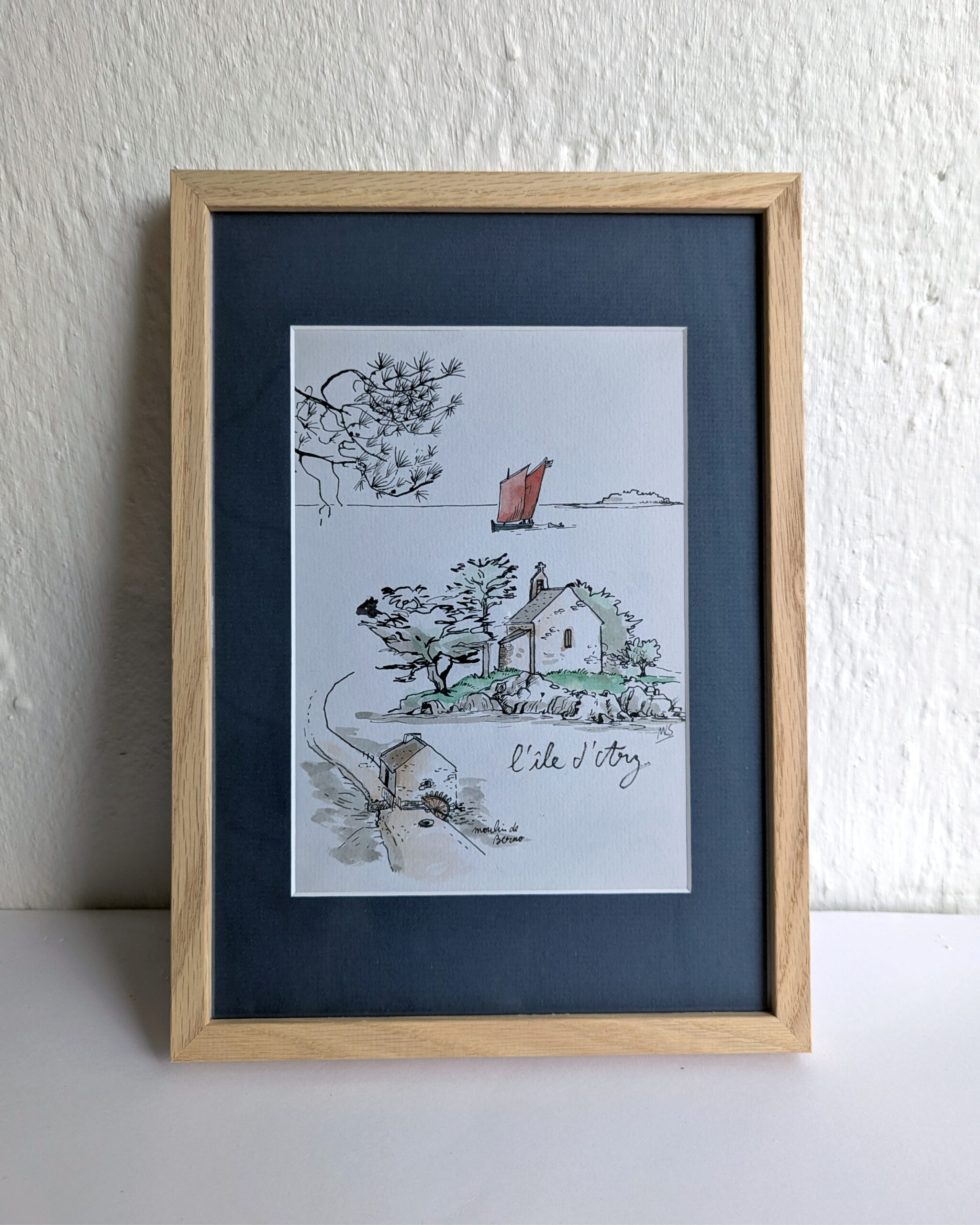 ile d'Arz dessin original table a cartes