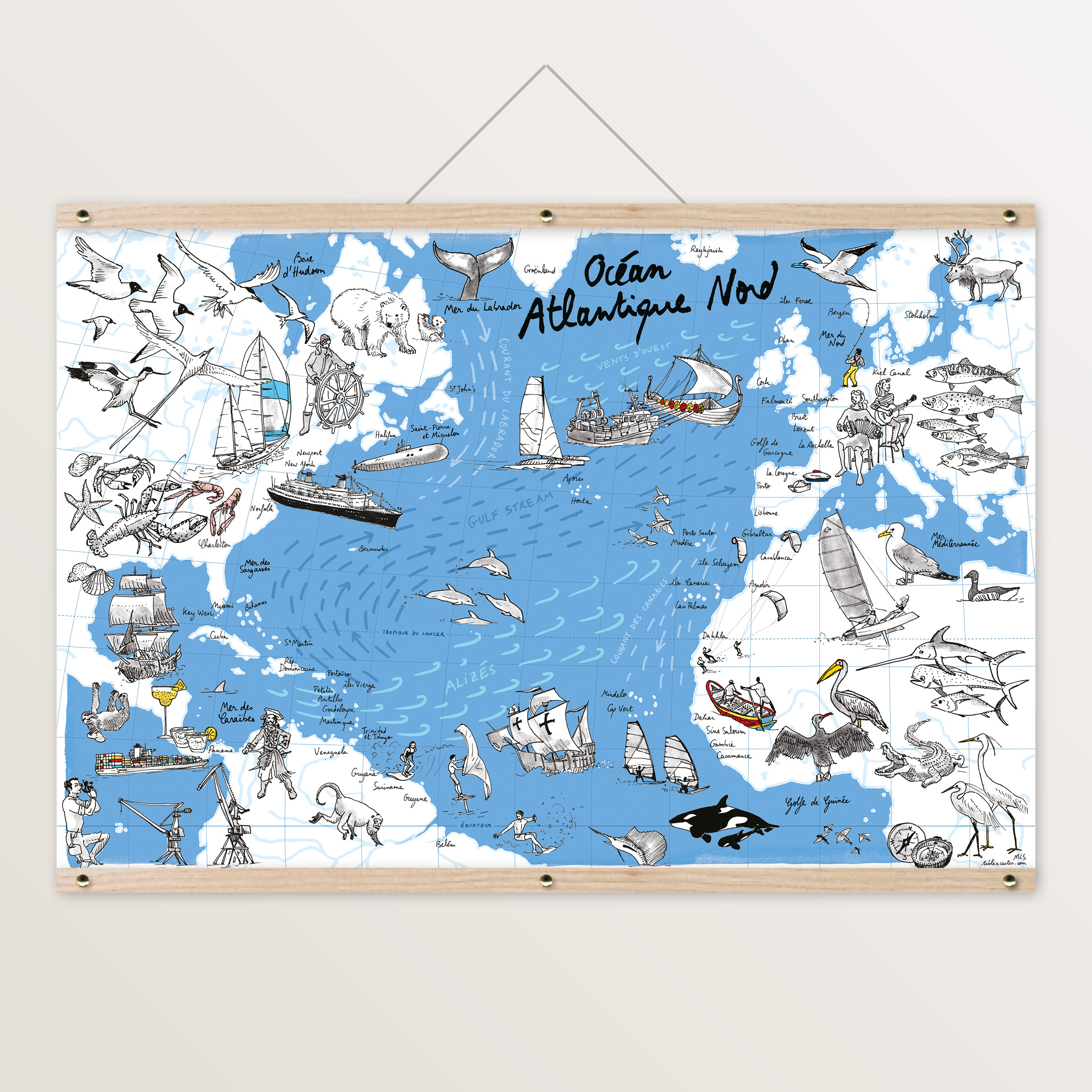 Affiche Transatlantique Table à cartes