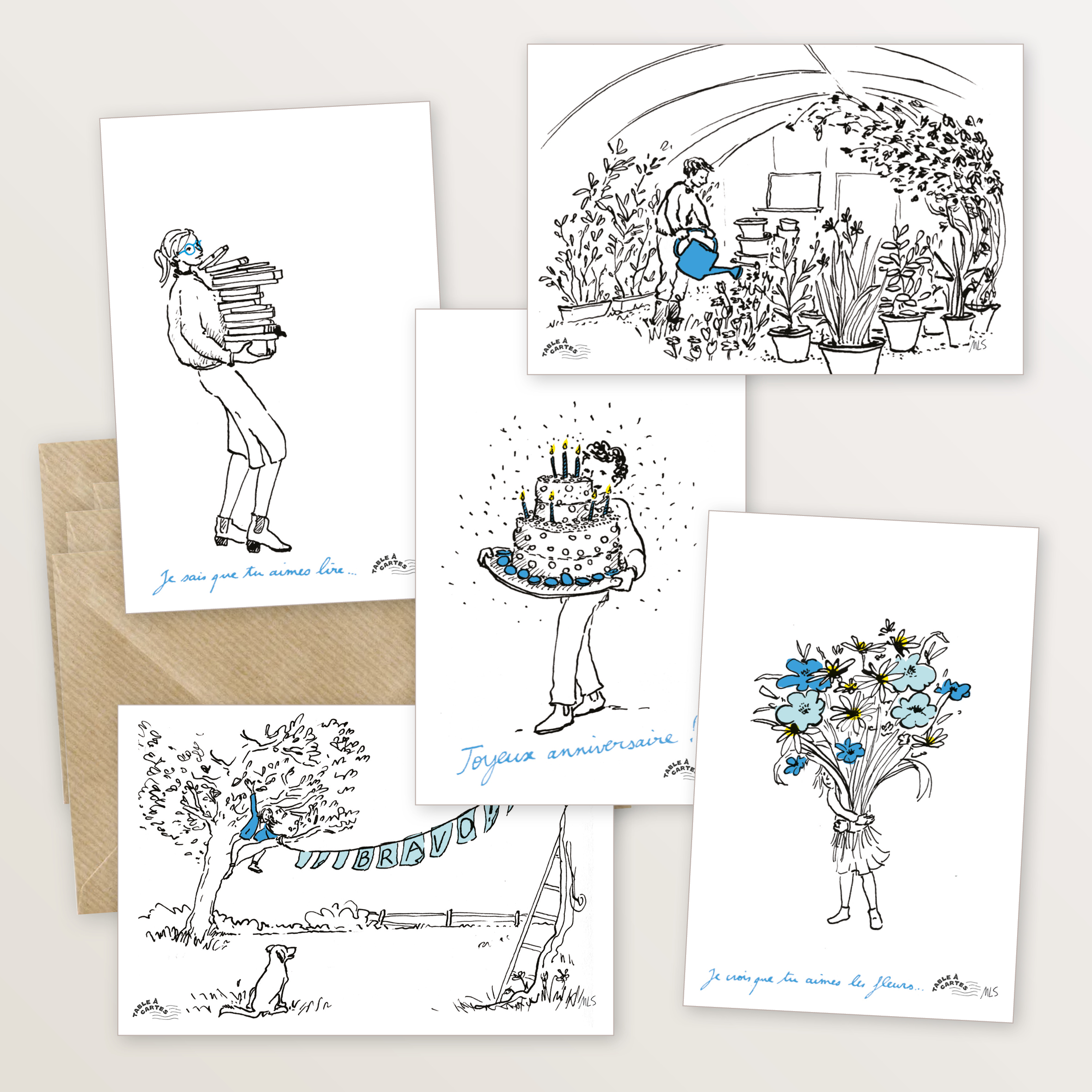 cartes postales illustration fete