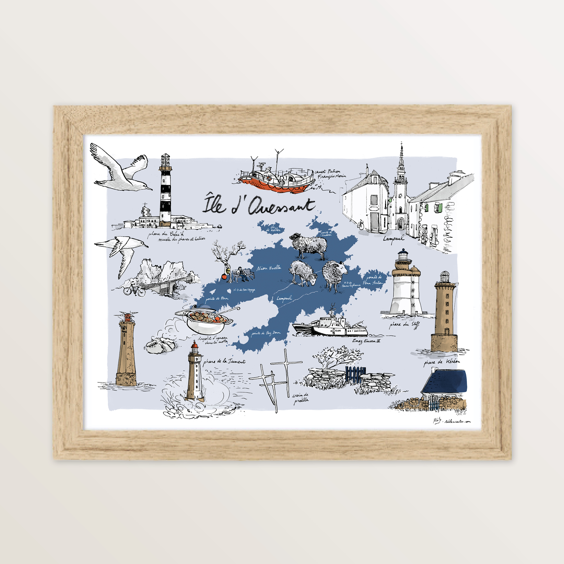 affiche Ouessant Table à cartes